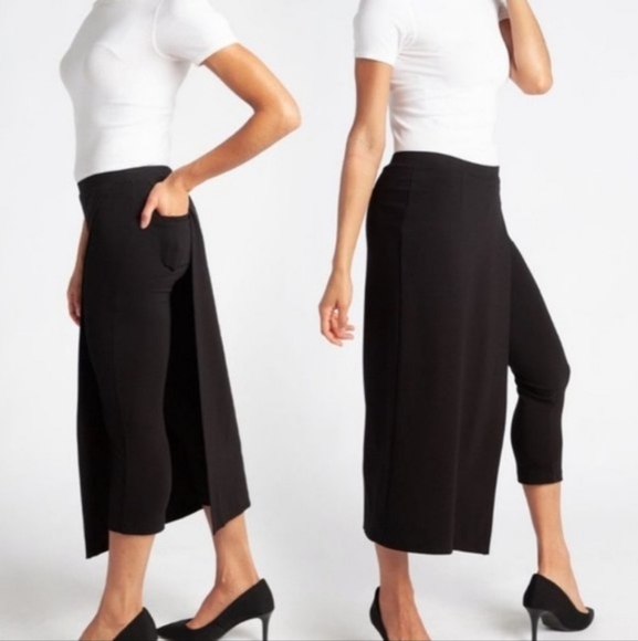 Betabrand the sassiest pants skirt overlay ponte black medium long - Picture 2 of 10